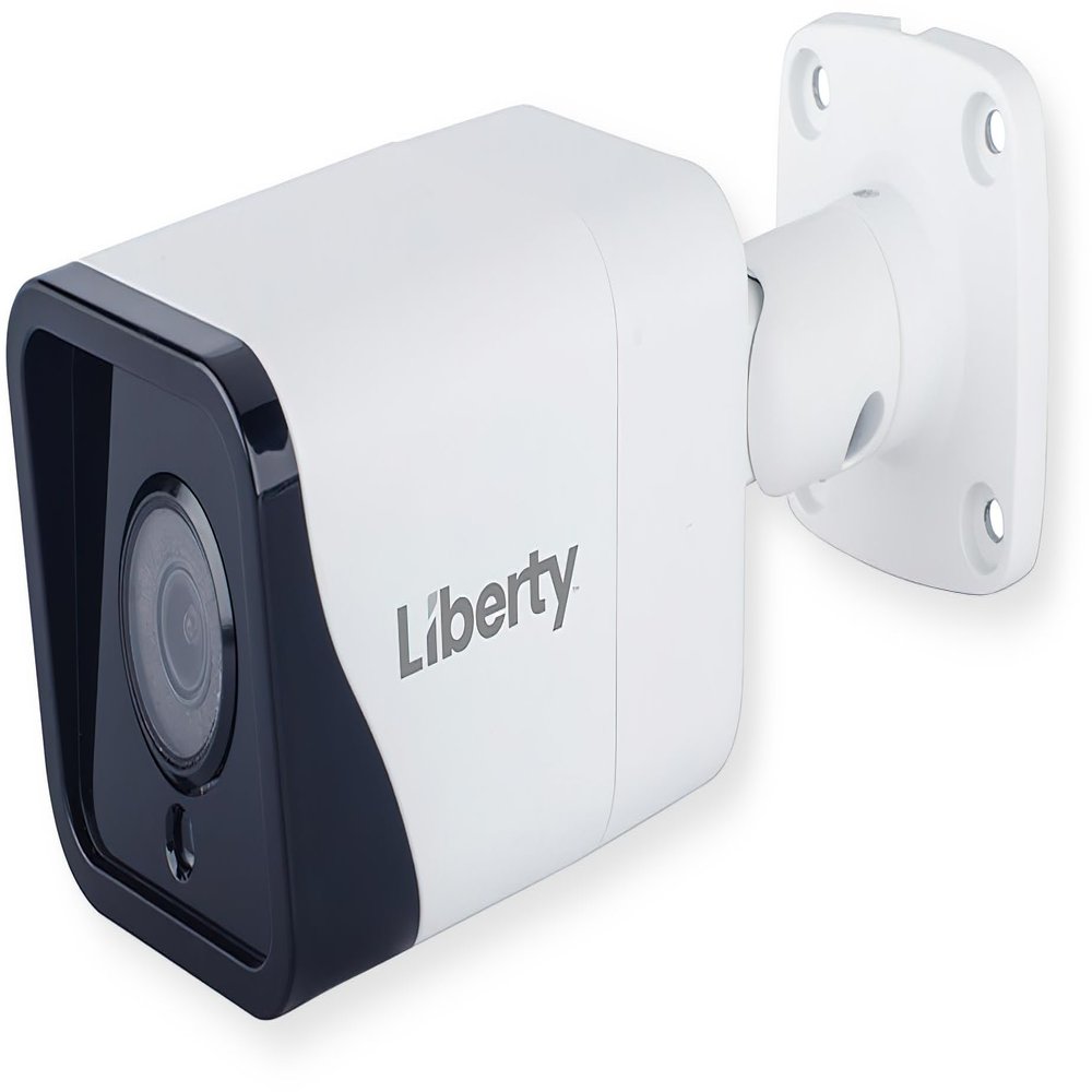 Liberty Security L3IP4BS Exterior L3 Series 4MP AI IP Bullet Camera; 2592x1520 Resolution at 30fps; 2.8mm Fixed IR Lens; 4 IR LEDs, Up to 100 feet Range; Audio Input/Output; IP67 Weatherproof