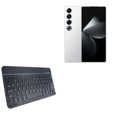 BoxWave Keyboard Compatible with Meizu 21 Pro - SlimKeys Bluetooth Keyboard, Portable Thin with Chiclet-Style Keys - Jet Black