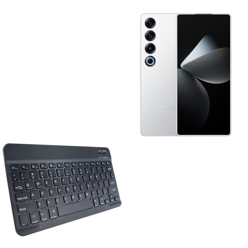 BoxWave Keyboard Compatible with Meizu 21 Pro - SlimKeys Bluetooth Keyboard, Portable Thin with Chiclet-Style Keys - Jet Black