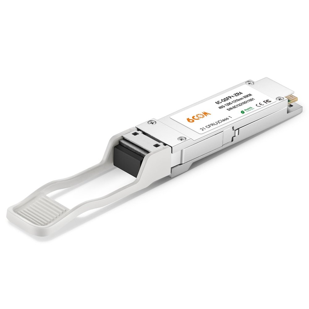 6COMGIGA 40GBASE-ZR4 QSFP+ 1310nm 80km DDM SMF Transceiver, 40 Gigabit QSFP+ Single-Mode Module Compatible with Cisco 40GBASE-ZR4