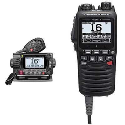 STANDARD Horizon GX1800GB Black 25W VHF/GPS/Second Station Explorer Series & SSM-70H 2.5" Wired Remote Access Microphone (RAM4) Black