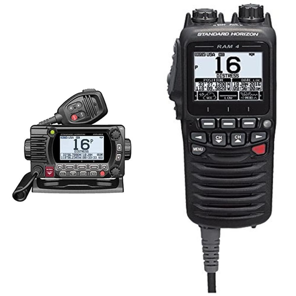 STANDARD Horizon GX1800GB Black 25W VHF/GPS/Second Station Explorer Series & SSM-70H 2.5" Wired Remote Access Microphone (RAM4) Black