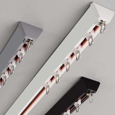 NILZA Self Adhesive Ceiling Curtain Track Silent Ceiling Track Set, Curtain Rail Ceiling Mount 3ft 8ft 12ft 16ft 20ft Curtain Track System, for Windows Cabinet Closet, 1PCS (Color : Black, Size : 25