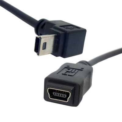 xiwai Mini B USB 5Pin Male to Female Extension Cable Type B 90 Degree Up Angle Charger Cord 20cm for GPS Camera