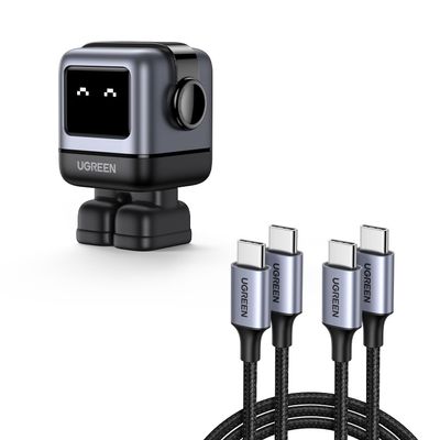 UGREEN Uno 65W USB C Charger Bundle with 100W 2-Pack USB C Cable for MacBook Pro, iPhone 17 Pro, Galaxy S25/S24, Pixel 10