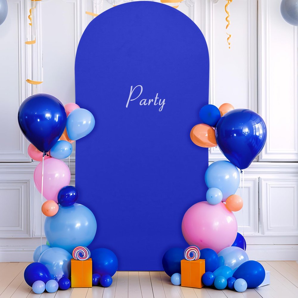 6.6FT Royal Blue Arch Backdrop Cover - Polyester Fitted Wedding Arch Stand Covers Round Top Chiara Arch Backdrop Cover for Birthday Party Banquet Photo Background Decoration