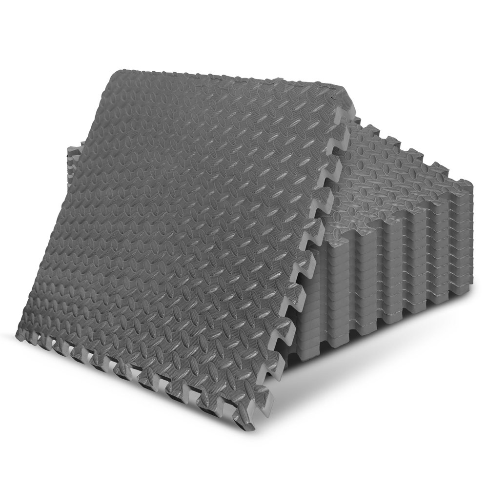 Yes4All EVA Interlocking Mats, Puzzle Floor Tiles, Foam Floor Padding with Border for Furniture, Home Space, Living Room, Garage 48 SQFT