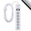 GE 6-Outlet Surge Protector, 20 Ft Extension Cord, Power Strip, 800 Joules, Flat Plug & 6-Outlet Surge Protector, 4 Ft Extension Cord, Power Strip, 800 Joules, Flat Plug, Twist-to-Close Safety view 2
