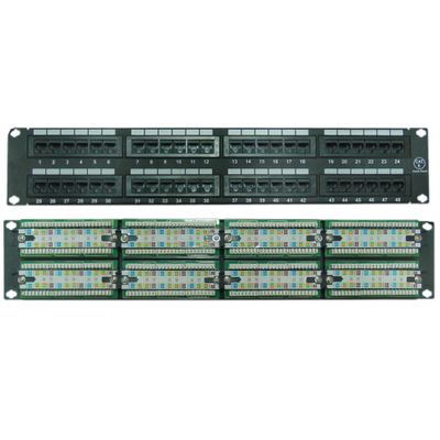 1U Horizontal Rackmount Cat6 Patch Panel, 110 Type, TIA/EIA 568A & 568B Compatible, Black, 48 Port