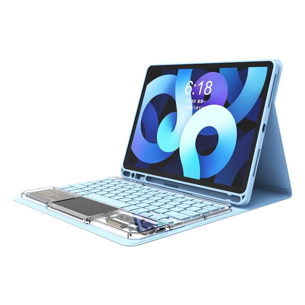 Aidashine Keyboard Case for Galaxy Tab S6 Lite 10.4 Inch 2022/2020 Model (SM-P610/P613/P615/P619), 7 Color Backlit, Detachable Wireless Keyboard with Touchpad,Blue
