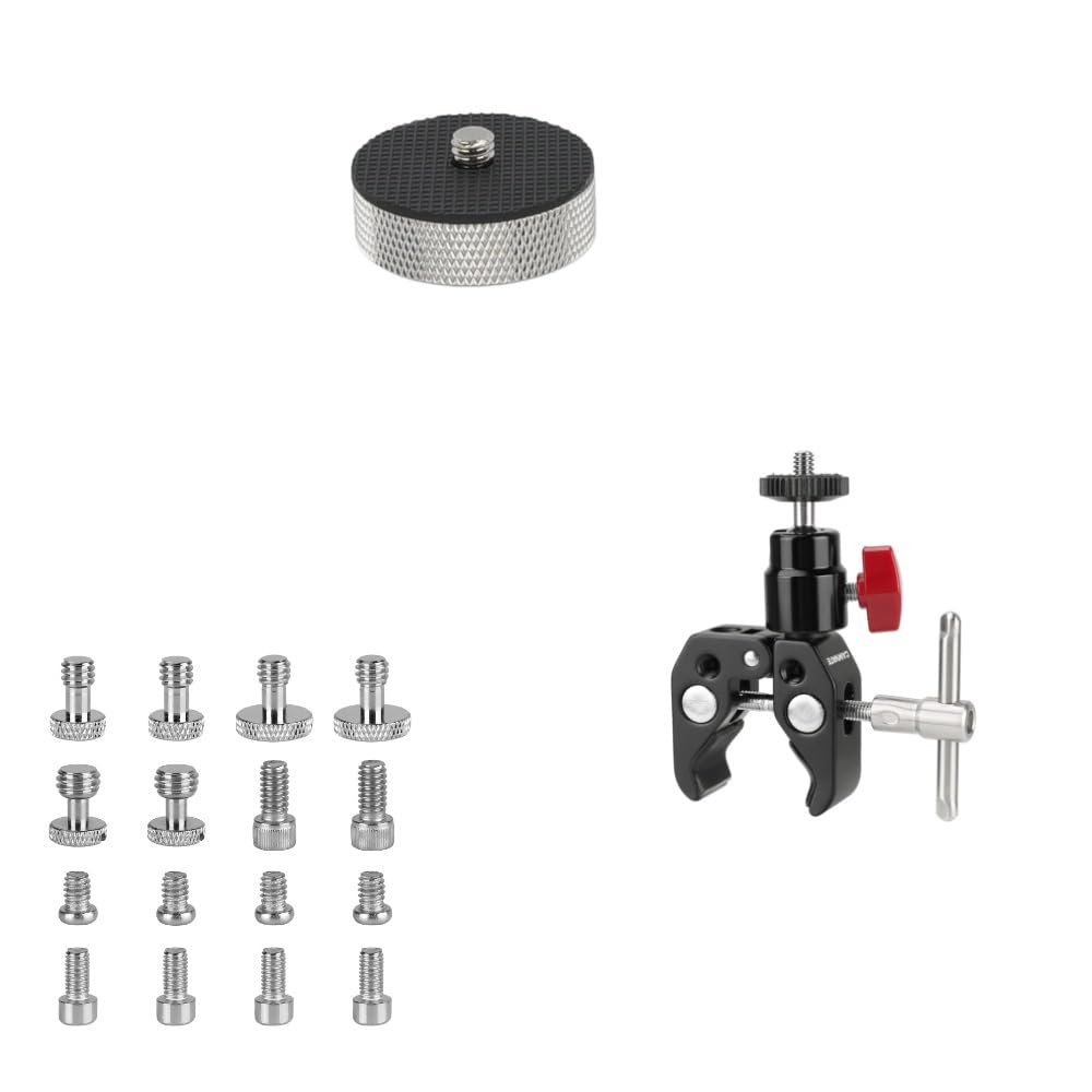 CAMVATE 3/8"-16 Female to 1/4"-20 Male Adapter + Super Clamp + 1/4"-20 & 3/8"-16 & M5 Thread Screw
