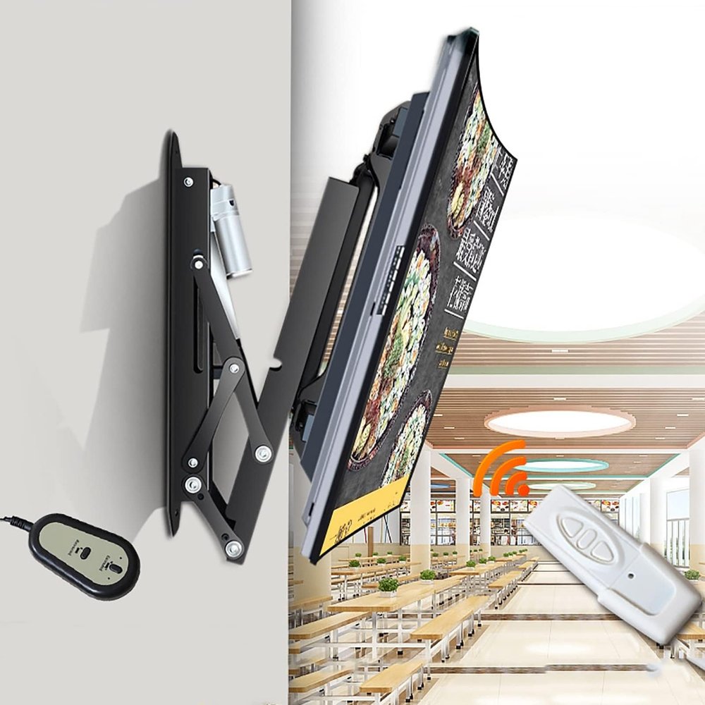 QICBYING Motorized Ceiling TV Mount, Hidden Drop Down TV Lift, Telescopic Electric TV Lift with Auto Lifting, 0-85 Flip Down, Fits 32-70 Inch TVs Motorized TV Stand
