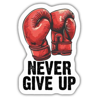 Boxing Stickers Boxer Stickers Never Give Up Vinyl Stickers, Weather-Resistant Sticker for Water Bottles Laptop Window Car Size 3"