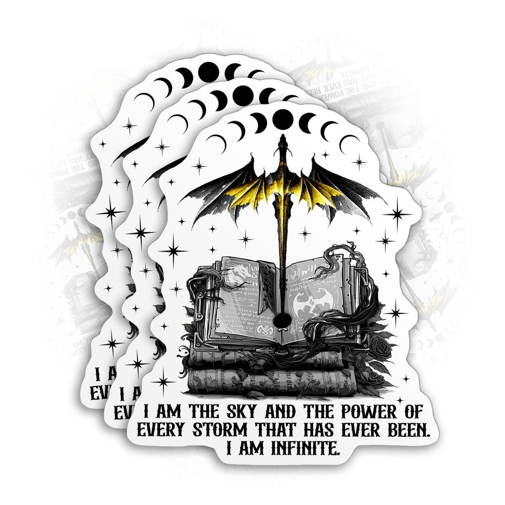 (3PCS) Dragon Rider Sticker Fantasy Books Bookish Kindle Decal I Am The Sky 3" Die-Cut Waterproof Vinyl Sticker for Water Bottle Tumbler Phone Case Laptop Cars (3 Inches)
