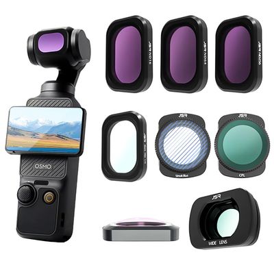 (8 Pack) Magnetic ND & CPL &1/4 Black Mist & Wide-Angle Lens Filter for DJI OSMO Pocket 3, Multi Coated HD Optical Glass Lenses (ND16,ND64,ND256,Wide-Angle Lens,CPL,1/4 Black Mist,Blue Streak,Macro)