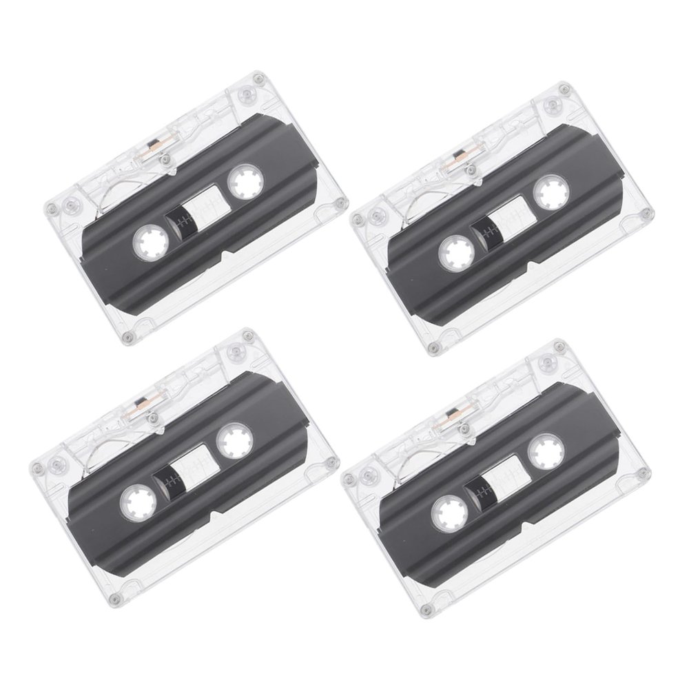 DOITOOL 4pcs Blank Cassette Tapes Recordable Audio Tapes Transparent Shell for Music Teaching and Voice Messages for Creative Projects