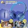 Kid Headphones for School, USB Type C Kids Headphone with LED Lights, Wired Boys Girls Headphones with Safe Limiter 85dB/94dB, Foldable On Ear Headphones with Microphones for Girls, Boys, iPad-Blue view 3