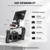 NEEWER Video Camera Cage Rig with Arca Type Quick Release Plate, Double Handles, 3/8" ARRI 1/4" Threads, Cold Shoes, Universal Camera Stabilizer, Compatible with SmallRig NEEWER Base Plate, CA077 view 3