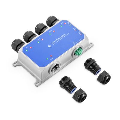 MokerLink IP67 Outdoor 5 Port Gigabit PoE Extender, IEEE 802.3 af/at/bt PoE Repeater 90W, 10/100/1000Mbps, 1 PoE in 4 PoE Out, Wall Mount Metal Waterproof POE Passthrough Switch