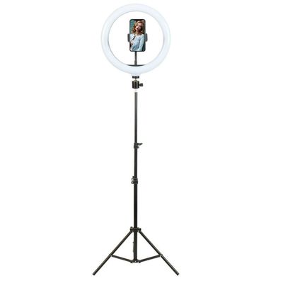 SXAYTLH LED Ring Fill Light Live Lighting Lamp Ring Fill Light Selfie Photography Mobile Phone Floor Stand,30cm lamp,2.1m Bracket