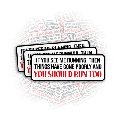 (3PCS) If You See me Running, Then Things Have Gone Poorly and You Should Run Too Sticker Funny Meme Humor Sarcastic Die-Cut Waterproof Vinyl Sticker for Water Bottle Phone Case Laptop Car (2 Inches)