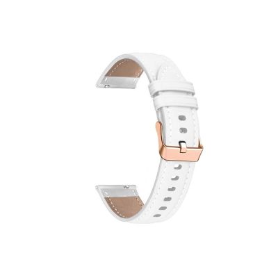 20mm Leather Watch Band Fit for Garmin Venu SQ 2/Venu 2 Plus/vivoactive 3 Bracelet for Forerunner 645 245 Music 158 55 Wristband Straps (Color : WH, Size : For Venu SQ 2)