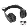 NDNCZDHC Cat Ear Headphones, Bluetooth 5.0 Adjustable Bass Portable Headphone Wireless Headset with LED Lights Sound Cable (Black) view 1
