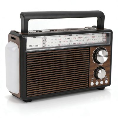 Zunate Retro AM FM Radio, Shortwave Portable Vintage Radio with Antenna and BT Chip, Battery Operated or AC Power Retro Radio with Big Bluetooth Speaker for Home Kitchen Outdoor (US Plug)