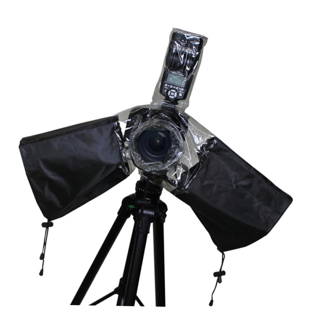 Veemoon Camera Rain Cover Lens Hood Fit for Dslrs and Accessories Flexible Transparent Drawstring Arm Protectors for Outdoor Photography