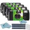 Fujifilm QuickSnap Flash 400 Disposable 35mm Camera  4 Pack  4 Hand Straps  2 BluebirdSales Microfiber Cloth, Green, 7033661 view 2