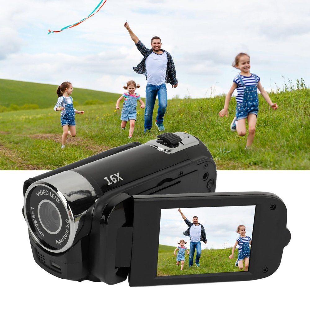 Zopsc 4K Digital Camera for Photography and Video, 2.4 Inch Rotatable Screen Camcorder,16X Zoom Video Recorder with Fill Light, Compact Camera for Travel (Black)