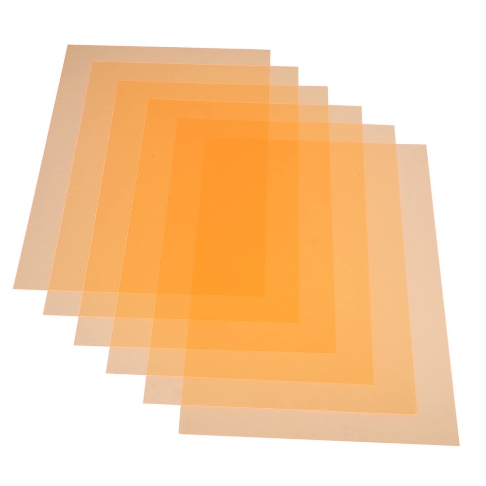 6pcs Colored Light Diffuser Sheets PVC Filter Sheets for Light Dimming Color Correction and Classroom Use Transparent Orange for Photography and Stage Lighting