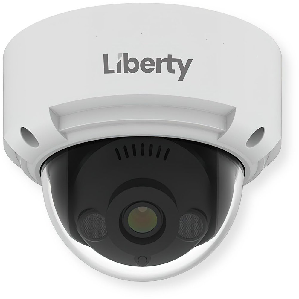 Liberty Security L3IP4DS4 L3 Series AI 4MP IP Dome Camera, 2592 x 1520 Max Resolution, 4mm Fixed Lens, 2 IR LEDs with Range Up to 100 feet, 12VDC/PoE, Onboard Storage Slot, 1/2.8" CMOS Sensor