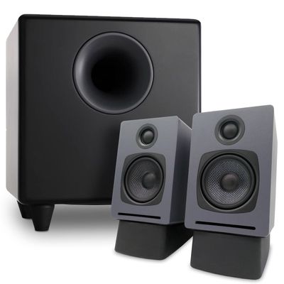 Audioengine A1 Computer Speakers with Subwoofer S8 Black and DS1 Stands