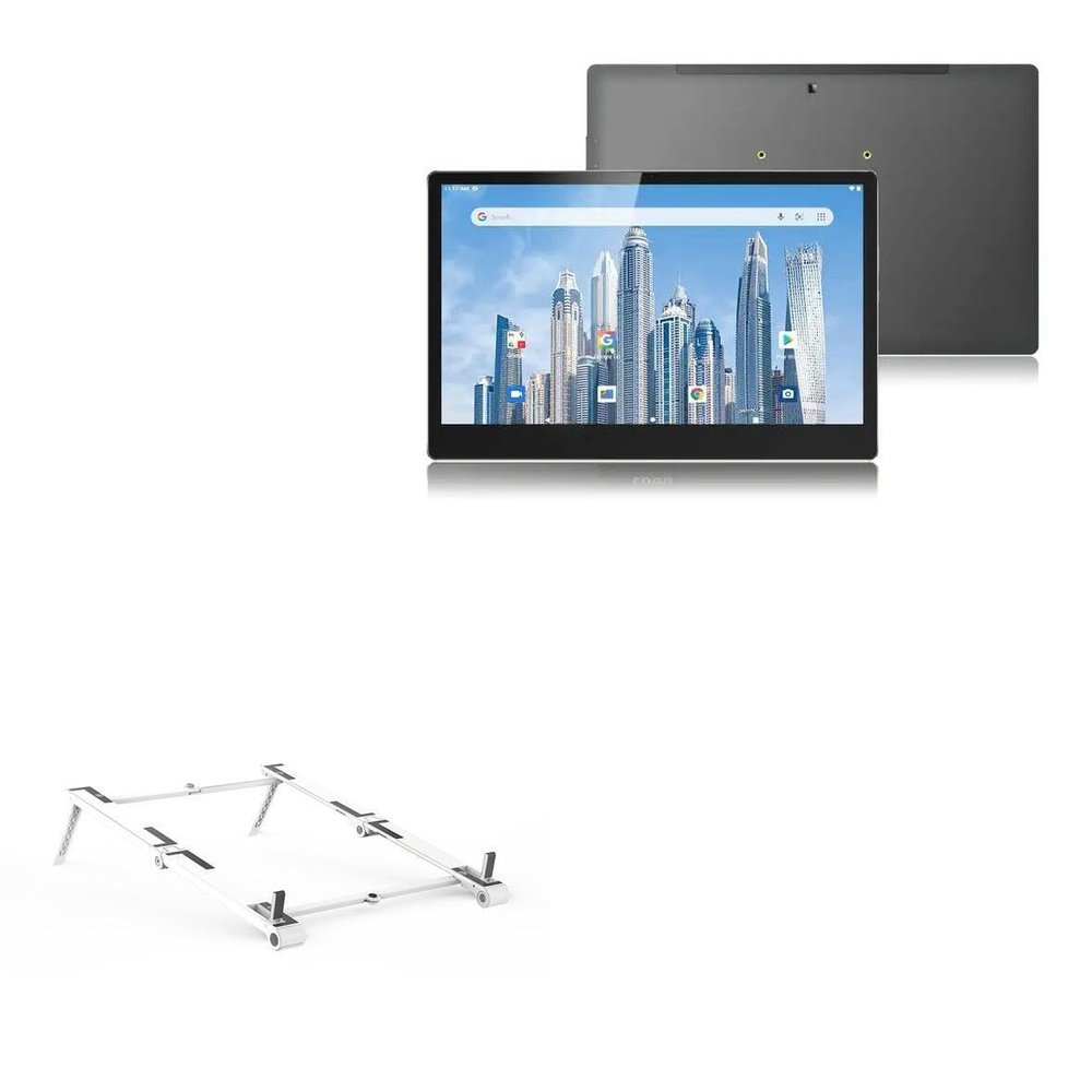 BoxWave Stand and Mount Compatible with Geekland GK-HSG1416 (13.3 in) - Pocket Aluminum Stand 3-in-1, Portable Multi Angle Viewing Riser - Metallic Silver