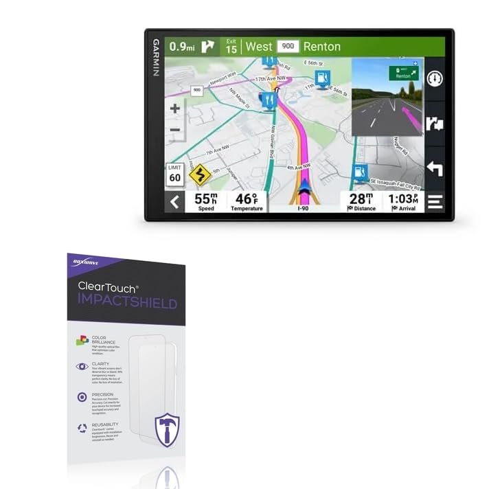 BoxWave Screen Protector Compatible with Garmin DriveSmart 86 - ClearTouch ImpactShield (2-Pack), Impenetrable Screen Protector Flexible Film