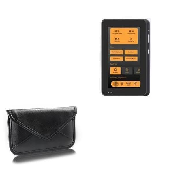 BoxWave Case Compatible with Geekland GK-Q5-POE (5 in) - Elite Leather Messenger Pouch, Synthetic Leather Cover Case Envelope Design - Jet Black
