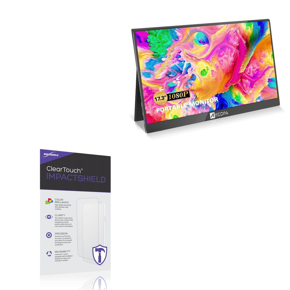 BoxWave Screen Protector Compatible with ARZOPA Portable Monitor A1 Max (17.3 in) - ClearTouch ImpactShield (2-Pack), Impenetrable Screen Protector Flexible Film