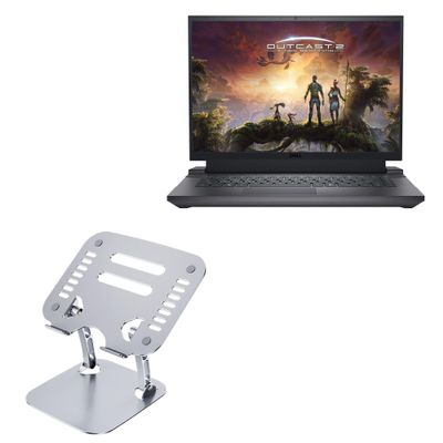 BoxWave Stand and Mount Compatible with Dell G16 - Executive VersaView Laptop Stand, Ergonomic Adjustable Viewing Angle Metallic Riser - Metallic Silver