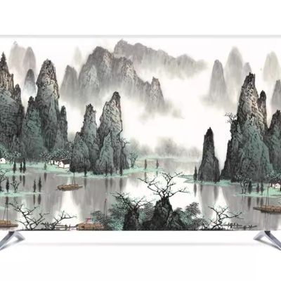 ABANO 32-100in Lotus Flower Indoor TV Dust Cover, TV Cover for LCD/LED Protective Cover Liquid Crystal Display Protective Case Dustproof TV Screen Protector Bedroom Living Room Decoration