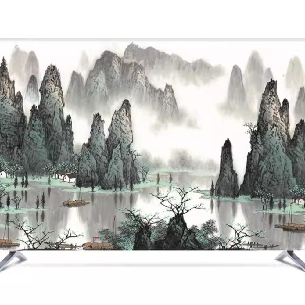ABANO 32-100in Lotus Flower Indoor TV Dust Cover, TV Cover for LCD/LED Protective Cover Liquid Crystal Display Protective Case Dustproof TV Screen Protector Bedroom Living Room Decoration