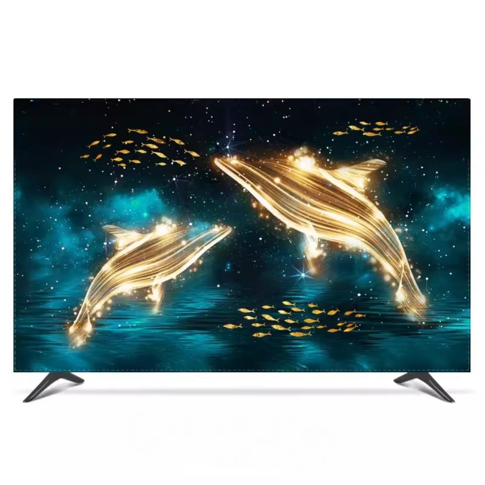ABANO 32-100in Lotus Flower Indoor TV Dust Cover, TV Cover for LCD/LED Protective Cover Liquid Crystal Display Protective Case Dustproof TV Screen Protector Bedroom Living Room Decoration