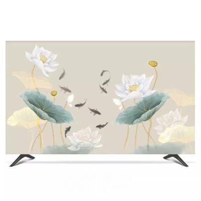 ABANO 32-100in Lotus Flower Indoor TV Dust Cover, TV Cover for LCD/LED Protective Cover Liquid Crystal Display Protective Case Dustproof TV Screen Protector Bedroom Living Room Decoration