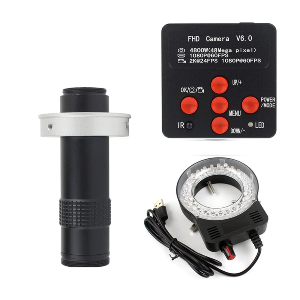 JOEBO Microscope Kit 2K 48MP HD 1080P HDMI USB Digital Video Microscope Camera 100X 300X C-Mount Lens Microscope Lens Adapters (Color : 130X 50MM)