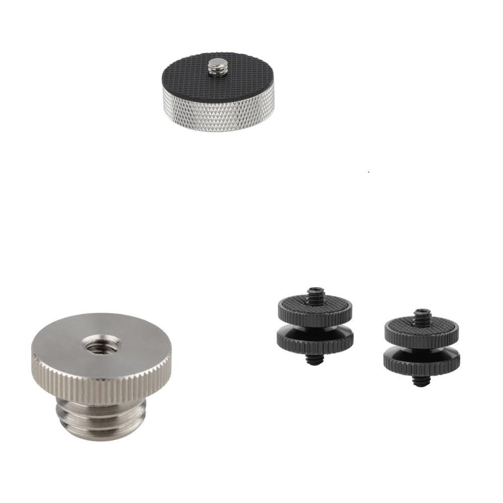 CAMVATE 3/8"-16 Female to 1/4"-20 Male Adapter + 1/4"-20 to 5/8"-11 Threaded Screw + 1/4"-20 Male Thread Screw