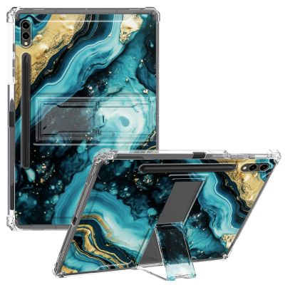 CGFGHHUY for Samsung Galaxy Tab S9 Ultra Case Clear Slim Lightweight Kickstand Protective Transparent TPU Case with Pen Holder Tablet Cover for Galaxy Tab S9 Ultra 5G 14.6 inch,Beautiful Green Marble