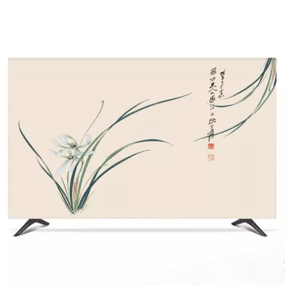 ABANO 32-100in Lotus Flower Indoor TV Dust Cover, TV Cover For LCD/LED Protective Cover Liquid Crystal Display Protective Case Dustproof TV Screen Protector Bedroom Living Room Decoration, 65''