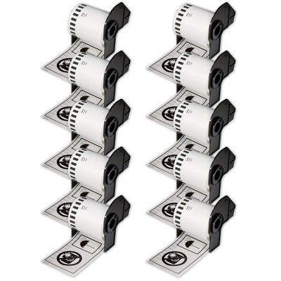 BETCKEY - Black on Clear Film Continuous Tape Replacement for Brother DK-2113 (2-3/7" x 50'), Use with Brother QL Label Printers [10 Rolls]