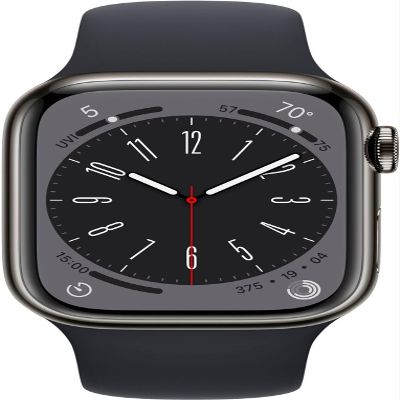 Apple Watch Series 8 [GPS + Cellular, 41mm] - Graphite Stainless Steel with Midnight Sport Band, S/M (Renewed)