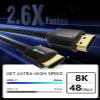 Stouchi 8K@60 HDMI Cables 8ft, 48Gbps High Speed HDMI Cable Braided Nylon 4K120 144Hz RTX 3090 eARC HDR10 4:4:4 HDCP 2.2&2.3 Compatible for PS5, PS4, UHD TV and PC, Black view 2